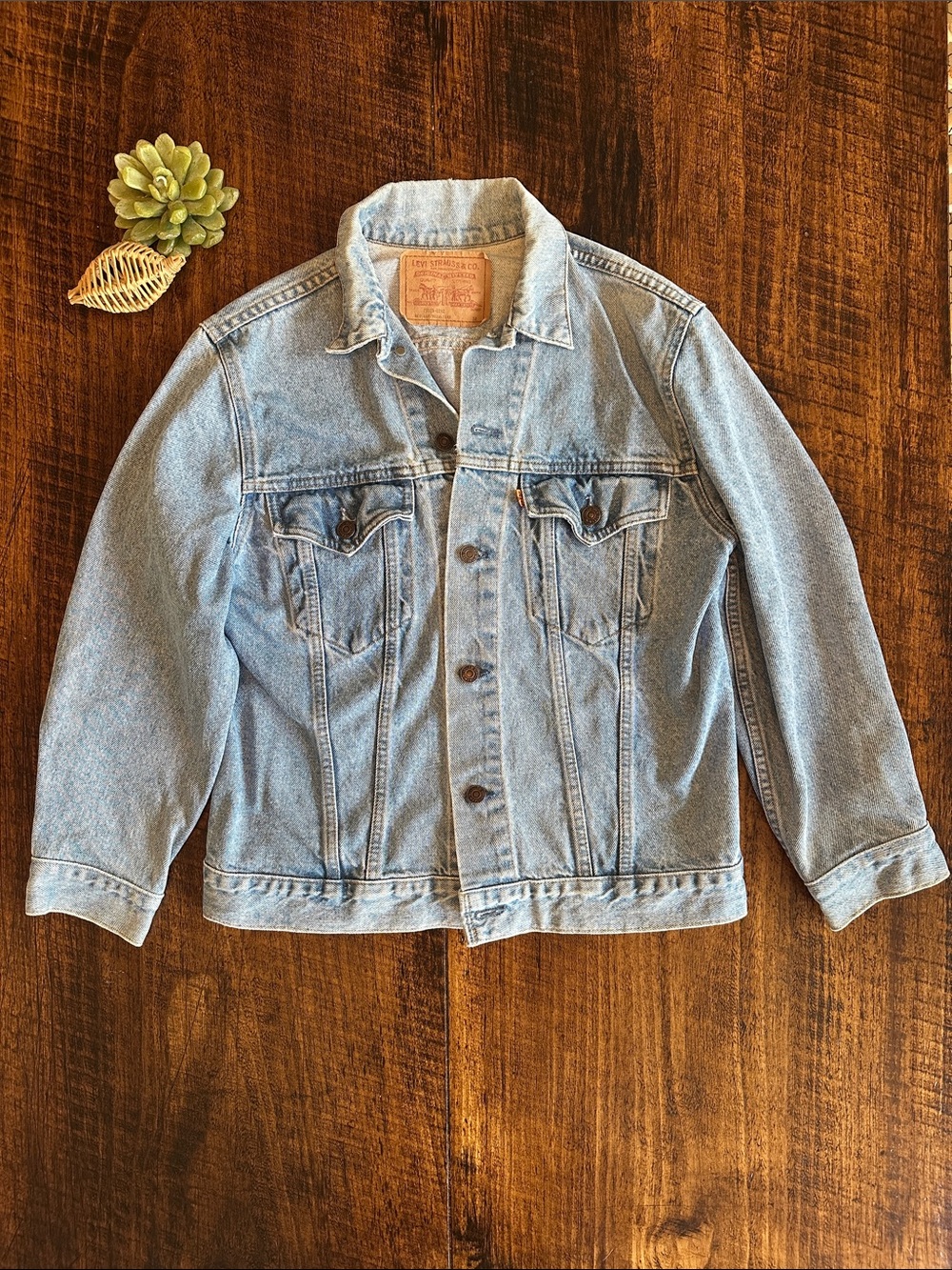 Vintage Levi's Orange Tab Denim Trucker Jacket Type 3 Size 38 Light Wash
